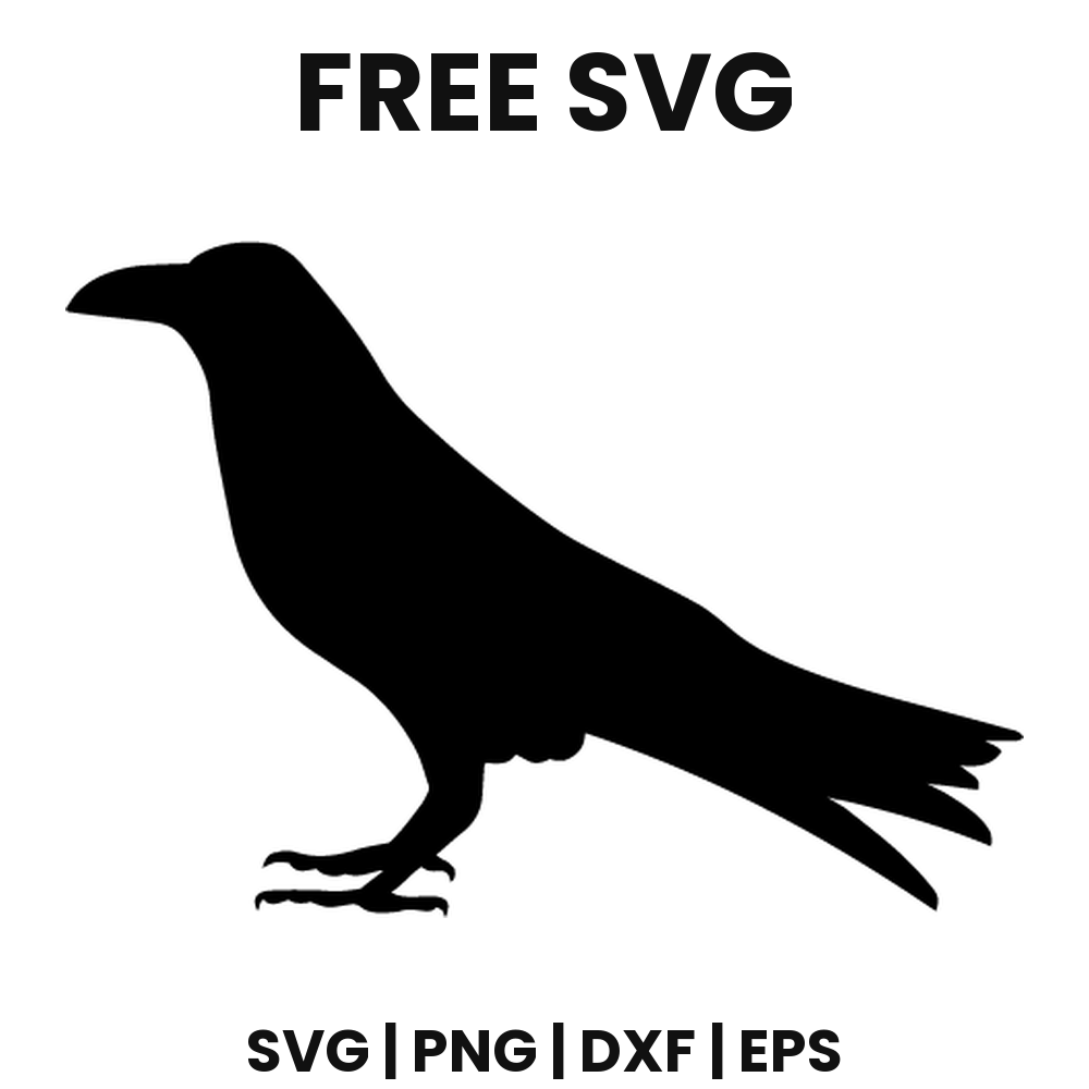 Sleek Crow SVG Free – Slim Blackbird Silhouette Cut File