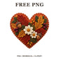 Whimsical Autumn Felt Heart Clipart PNG