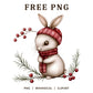 Whimsical Christmas Bunny Polka Dot Hat Clipart PNG