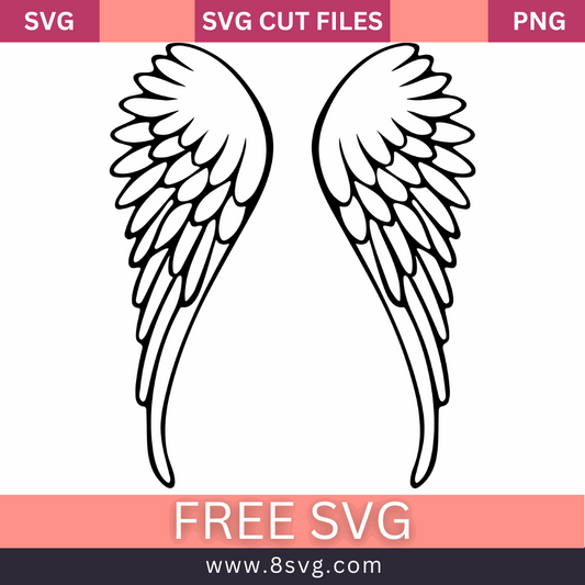 Free Angel Wing SVG - Download Cut Files for Cricut & Silhouette- 8SVG
