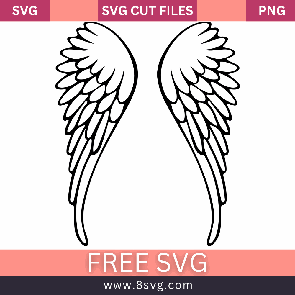 Free Angel Wing SVG - Download Cut Files for Cricut & Silhouette- 8SVG