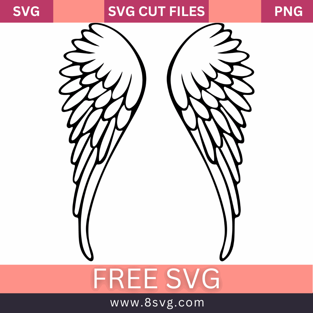 Wing Set Svg Free Angel Wing SVG - Download Cut Files for Cricut & Silhouette – 8SVG