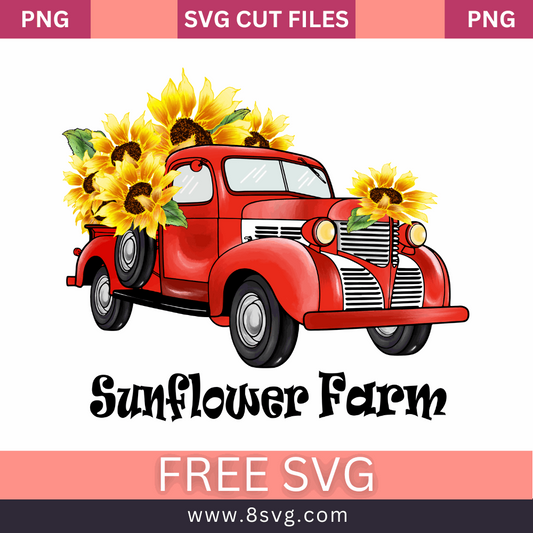 Car Sunflower Farm Free Cut File for Cricut- 8SVG