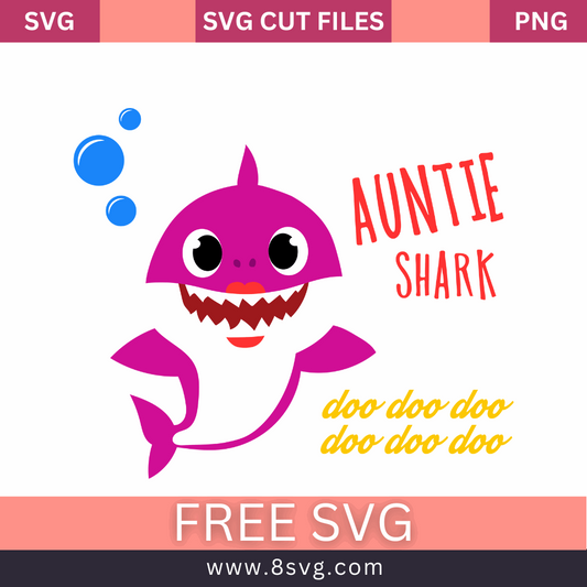 Auntie Shark Svg Free Cut File For Cricut Download- 8SVG