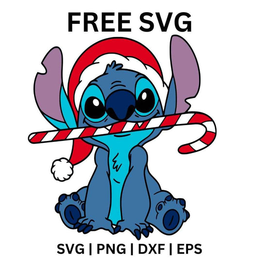 Stitch Candy Cane SVG Free | Cute Christmas Cut File for Cricut & Silhouette