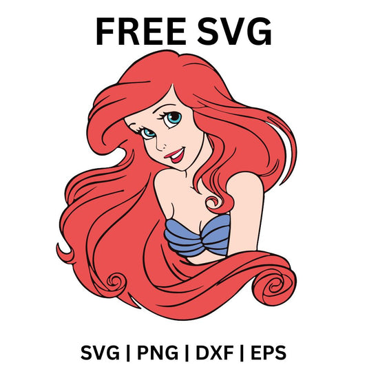 Ariel Mermaid SVG Free | Beautiful Red-Haired Princess Pose for Cricut & Silhouette