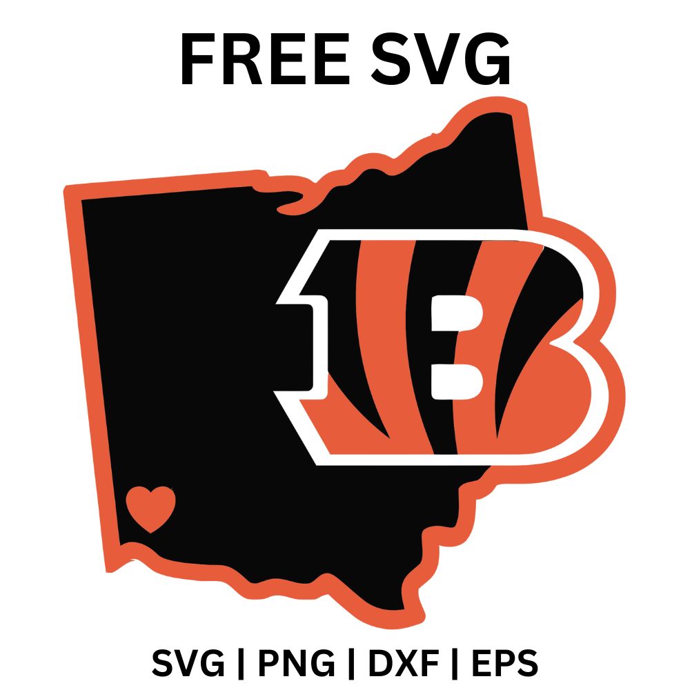 Cincinnati Bengals SVG Free | Ohio State Map Football Logo for Cricut & Silhouette-8SVG