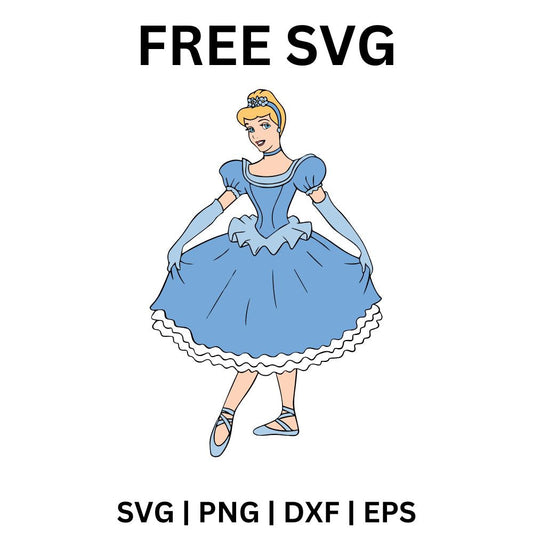 Cinderella Dress SVG Free | Dancing Princess Clipart for Cricut & Silhouette