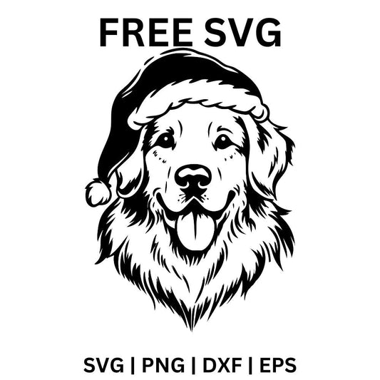 Dog Christmas SVG Free | Santa Hat Golden Retriever Cut File for Cricut & Silhouette