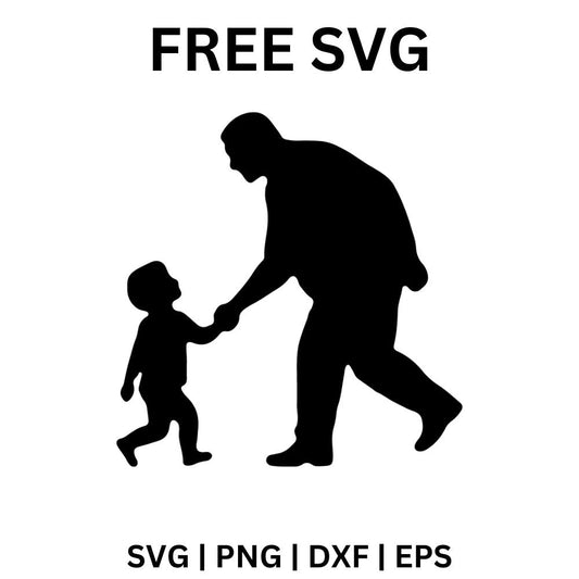 Father and Child Walking SVG Free | Heartwarming Silhouette for Cricut & Silhouette