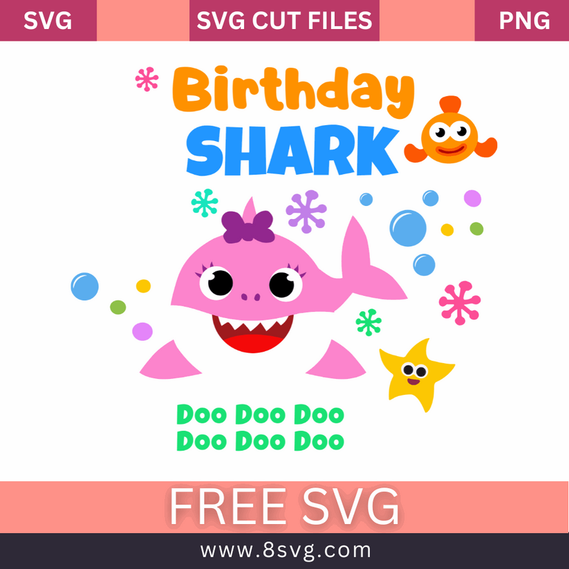 Birthday Baby Shark Girl Svg Free Cut File Download – RNOSA LTD | 8SVG