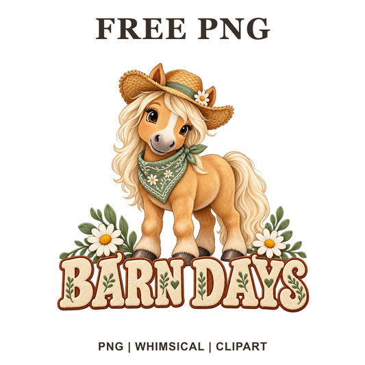 Whimsical Barn Days Horse Clipart PNG