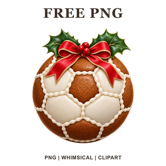 Whimsical Gingerbread Panels Soccer Ball Clipart PNG