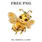 Whimsical Lemon Honey Bee Clipart PNG