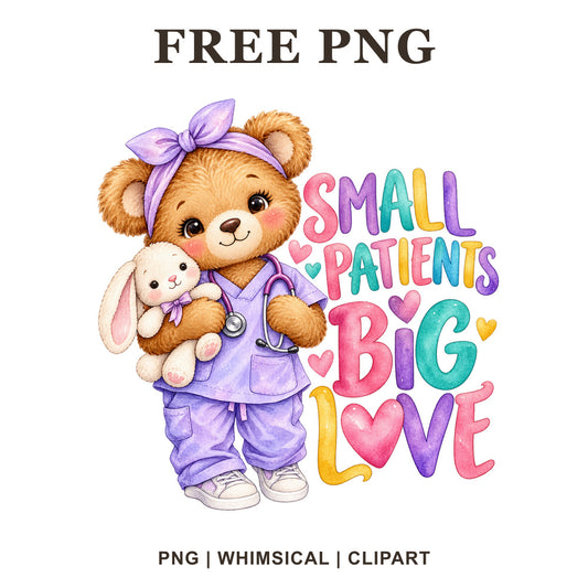 Whimsical Nurse Teddy Nurse Clipart PNG