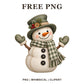 Whimsical Patchwork Linen Snowman Clipart PNG