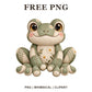 Whimsical Patchwork Sage Frog Clipart PNG-8SVG