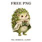 Whimsical Peridot Hedgehog Green Creature Clipart PNG