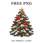Whimsical Snowy Cardinals Christmas Tree Clipart PNG