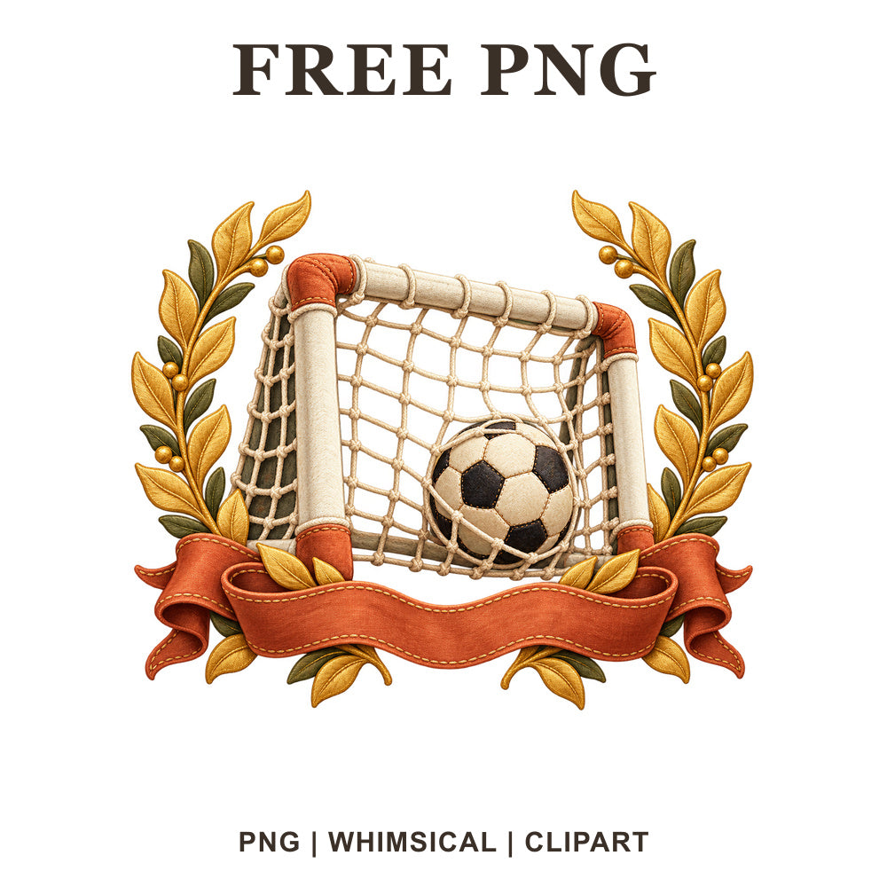 Whimsical Soccer Laurel Soccer Clipart PNG