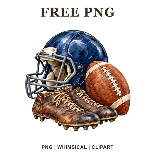 Whimsical Watercolor Classic Helmet Football Clipart PNG