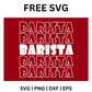 Barista SVG Free | Repeating Text Coffee Job Design for Cricut & Silhouette-8SVG