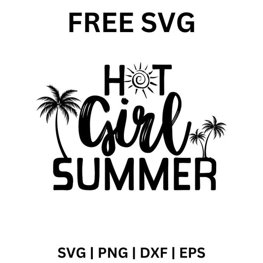 Hot Girl Summer SVG Free | Palm Tree Trendy Text Design for Cricut & Silhouette