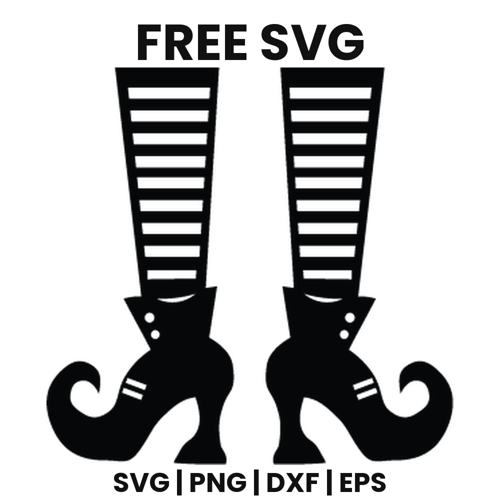 Witch Boots SVG Free – Horizontal Stripe Cut File