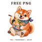 Shiba Inu Ramen Bowl Kawaii Watercolor PNG-8SVG