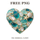 Whimsical Coastal Sea Glass Heart Clipart PNG