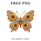 Whimsical Sunflower Boho Butterfly Clipart PNG