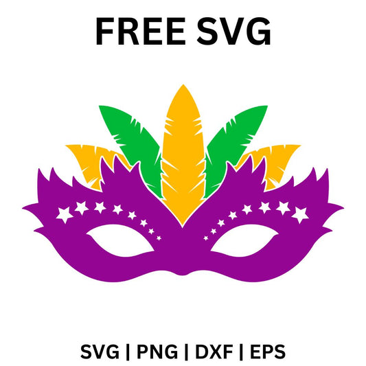 Mardi Gras Mask SVG Free | Festival Feather Mask Cut File