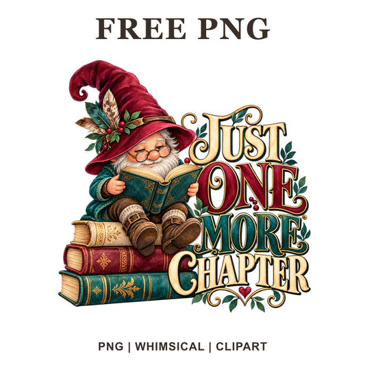 Whimsical Book Lover Reading Gnome Clipart PNG
