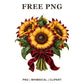 Whimsical Burgundy Gold Sunflower Clipart PNG