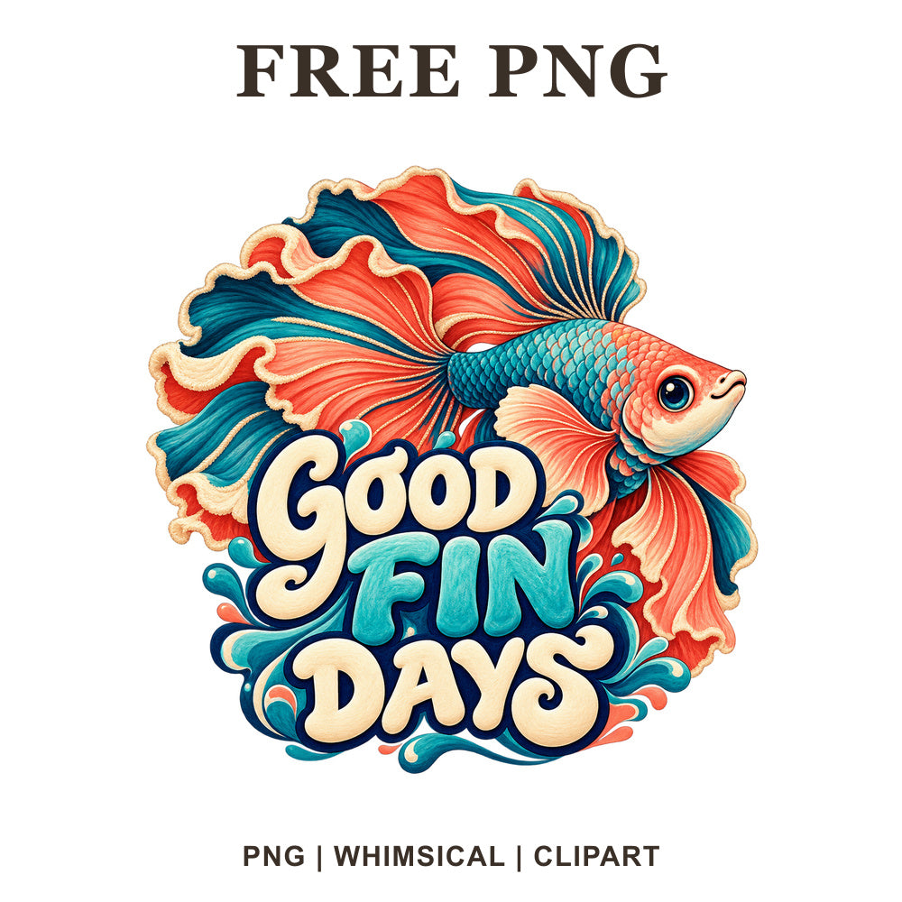 Whimsical Good Fin Days Fish Clipart PNG