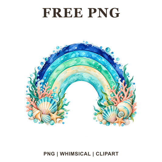 Whimsical Ocean Rainbow Clipart PNG