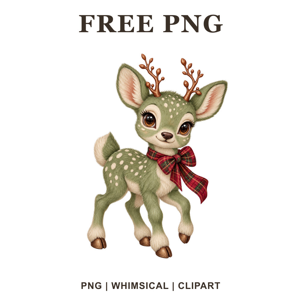 Whimsical Sage Deerling Green Creature Clipart PNG