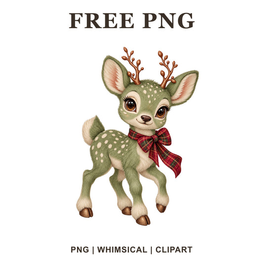 Whimsical Sage Deerling Green Creature Clipart PNG