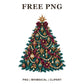 Whimsical Teal Peacock Christmas Tree Clipart PNG
