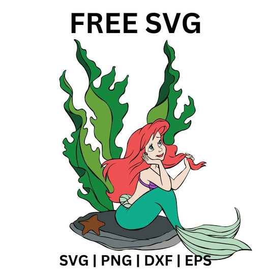 Ariel Among Seaweed SVG Free | Underwater Scene with Mermaid for Cricut & Silhouette