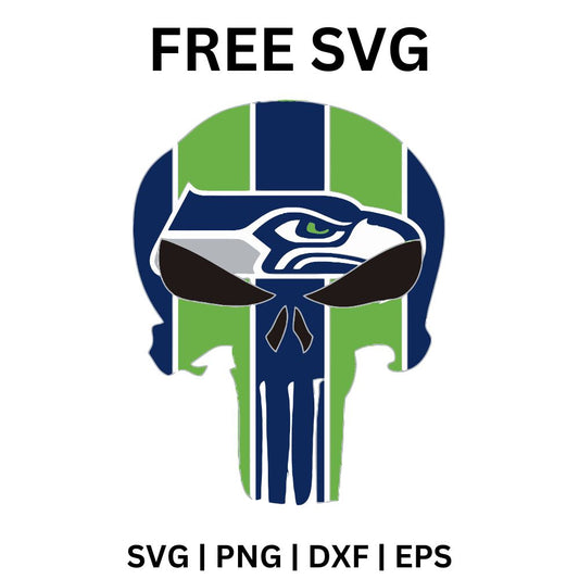Seattle Seahawks Punisher Skull SVG Free | Downloadable Cut File for Cricut & Silhouette-8SVG