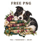 Border Collie Glasses Vintage Books Teacup PNG-8SVG