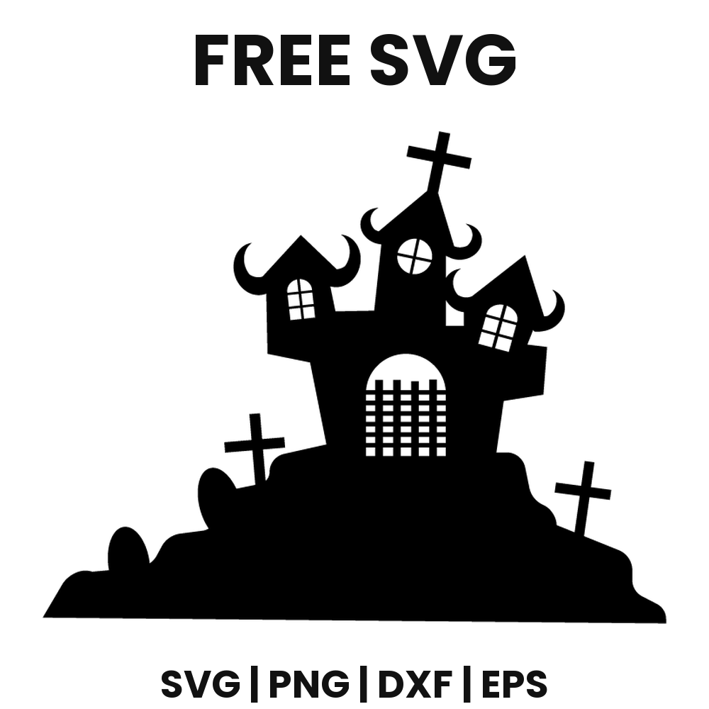 Dark Haunted House SVG Free – Arched Window Halloween House