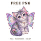 Purple Fairy Kitten Butterfly Wings Flowers PNG-8SVG