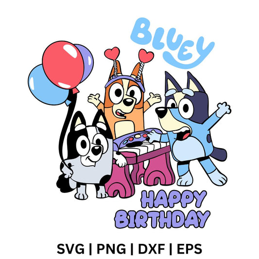 Bluey Happy Birthday SVG Free Cut File for Cricut & Silhouette-8SVG