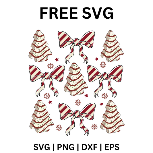 Christmas Tree Cake with Bows Free SVG Cut File for Cricut