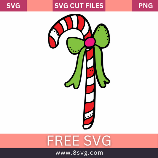 Grinch Candy Cane Clip Art Svg Free Cut File For Cricut- 8SVG