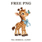Whimsical Butterfly Nose Giraffe Clipart PNG-8SVG