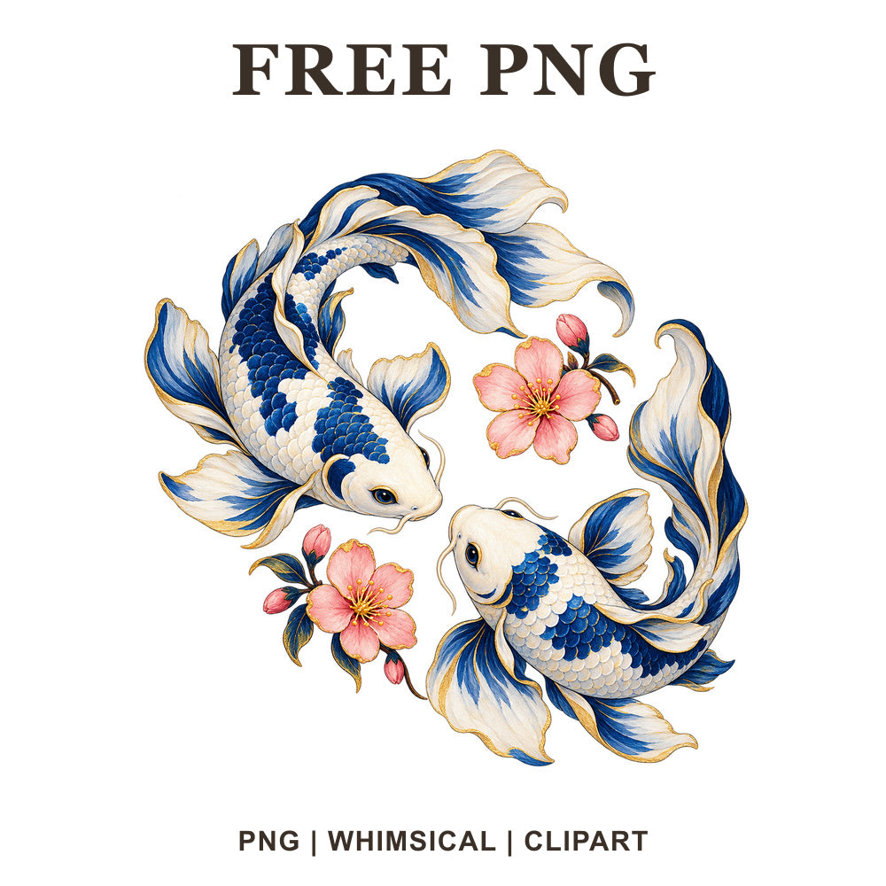 Whimsical Koi Balance Fish Clipart PNG