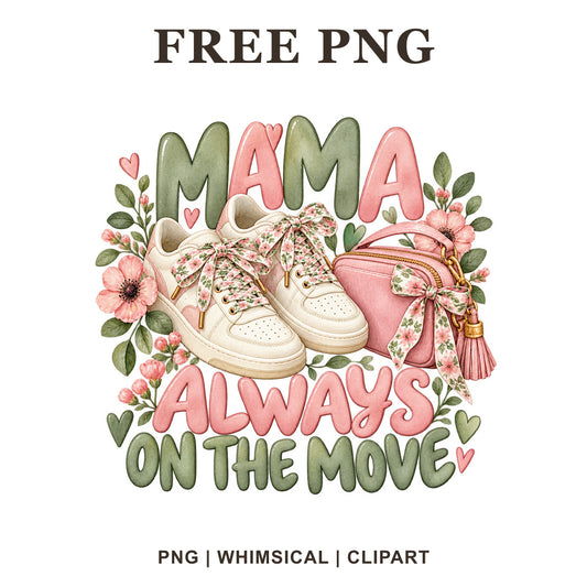 Whimsical Mama Sneakers Mama Clipart PNG